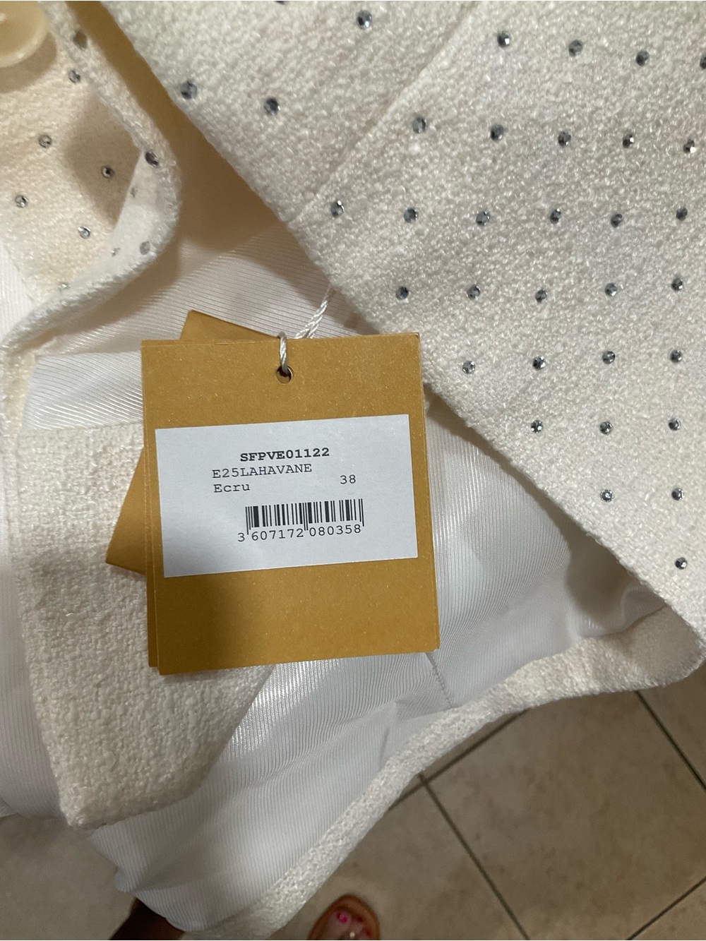 Sandro White Textured Dress with Sparkle Dots - Picture 2 of 5